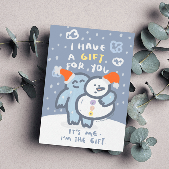 I have a gift for you | Xmas Holographic Postcard